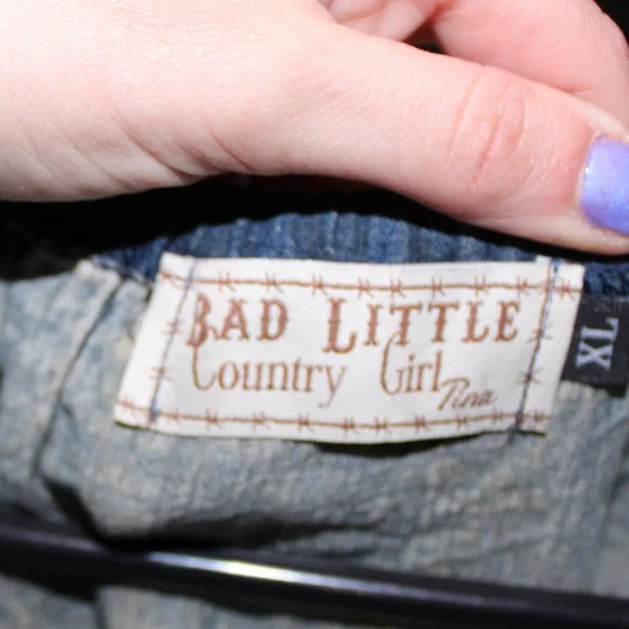 Boho Embroidered Denim & Lace Midi Dress | Tiered Cottagecore Dress - Picture 3 of 3